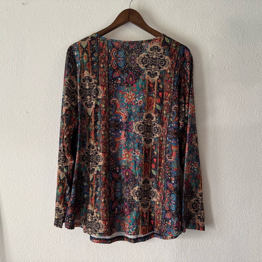 Bohemian Paisley Floral Print Henley Tunic Blouse Plus Size XXL NWT - Picture 12 of 14
